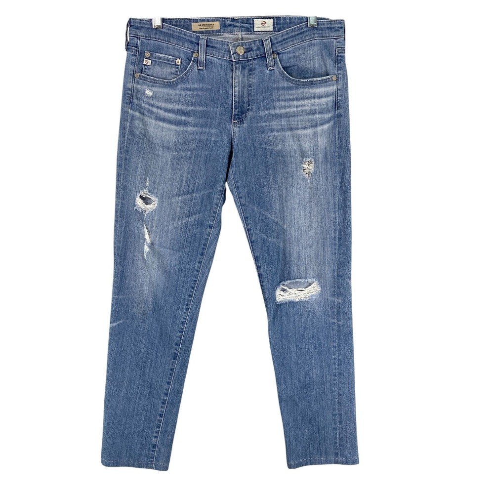 Adriano Goldschmied The Stevie Ankle Slim Straight Blue Denim Jeans Womens 29